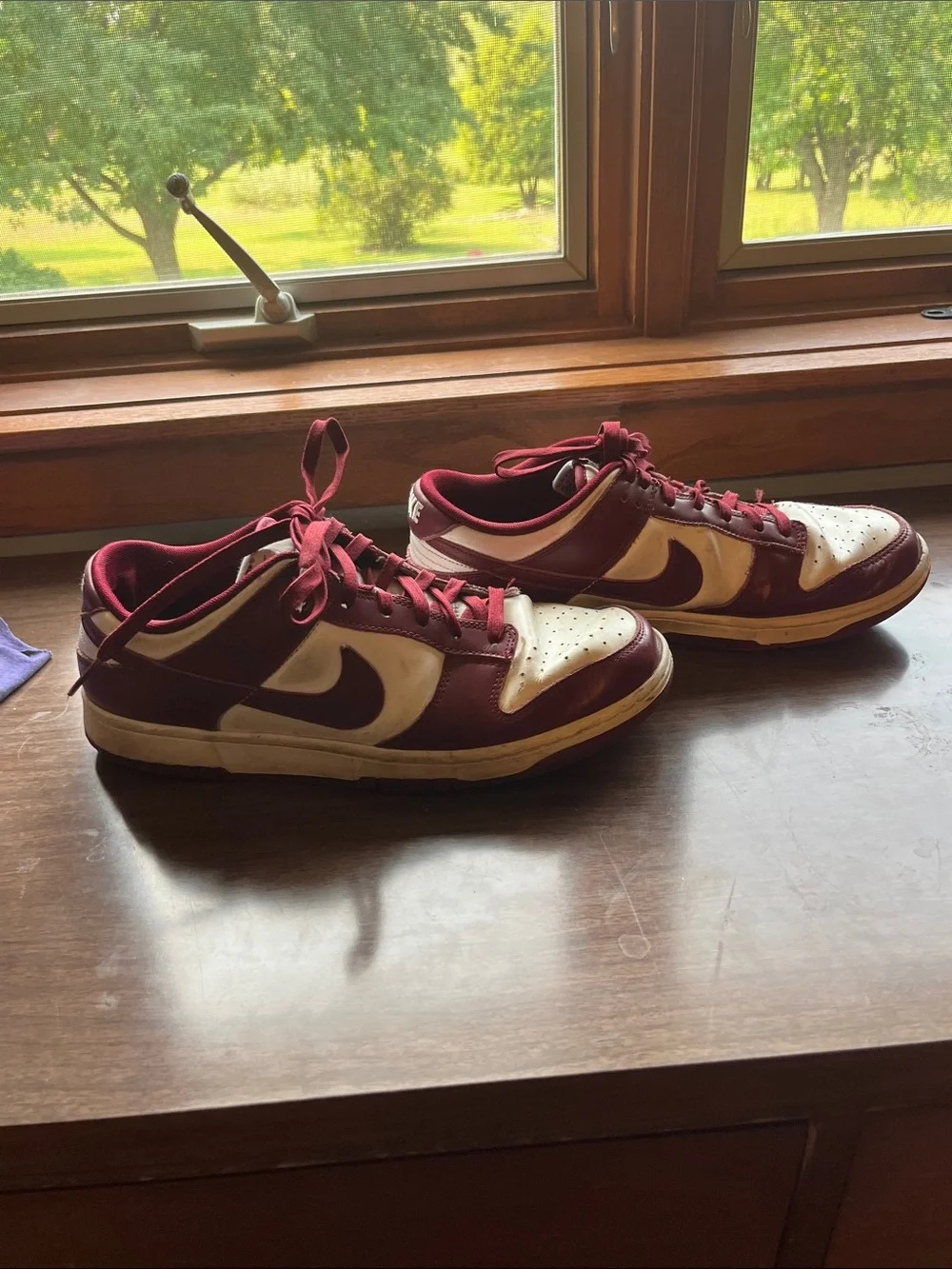 Men’s Burgundy and White Athletic Sneakers